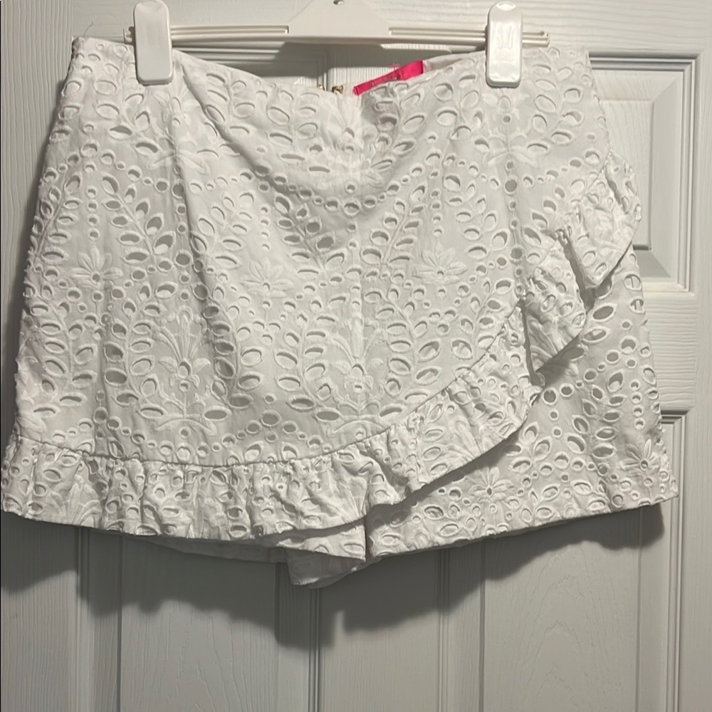 Lilly Pulitzer White Eyelet Ruffle Skort